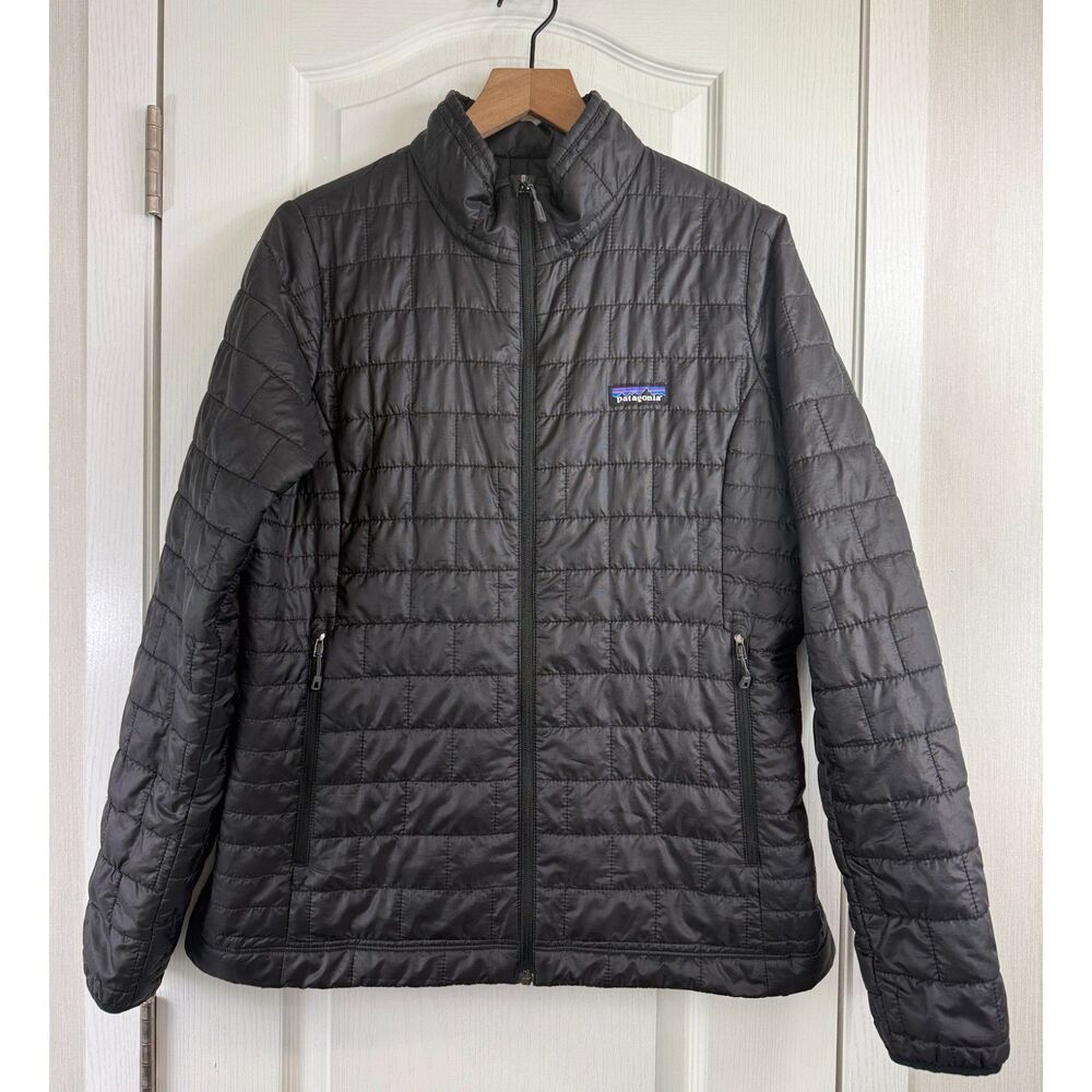 Patagonia Women’s Nano Puff Jacket Large Black PrimaLoft Insulated Full Zip